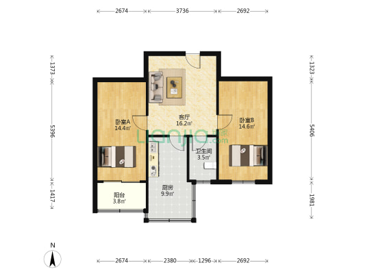 永安街23号 2室1厅1卫 70平方