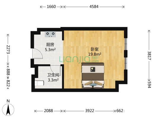 玉龙湾 1室0厅1卫 45平方