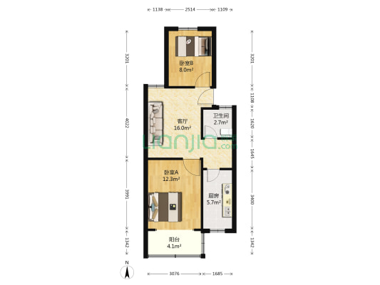 百水芊城阅水坊 2室1厅1卫 63平方