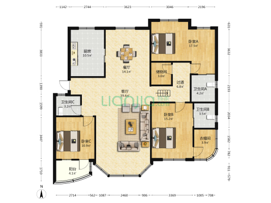 永福小区 3室2厅3卫 156平方