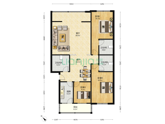 藏卫路南一段9号 3室2厅3卫 143平方