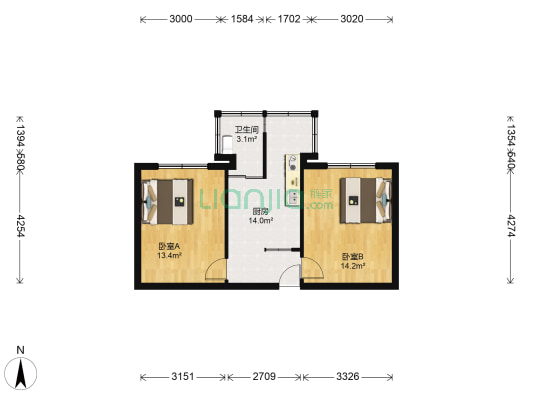 电力五小区 2室0厅1卫 55平方