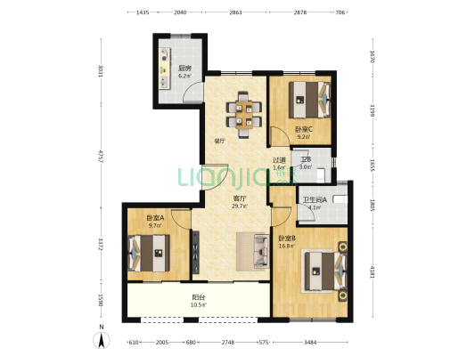 蓝光长岛国际社区北区 3室1厅2卫 118平方