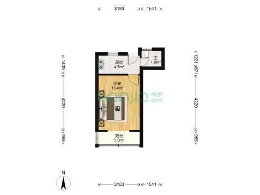 延吉东路82弄 1室0厅1卫 27平方