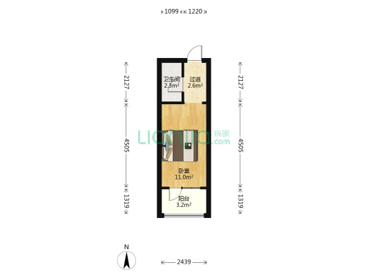 卡布奇诺 1室0厅1卫 22平方