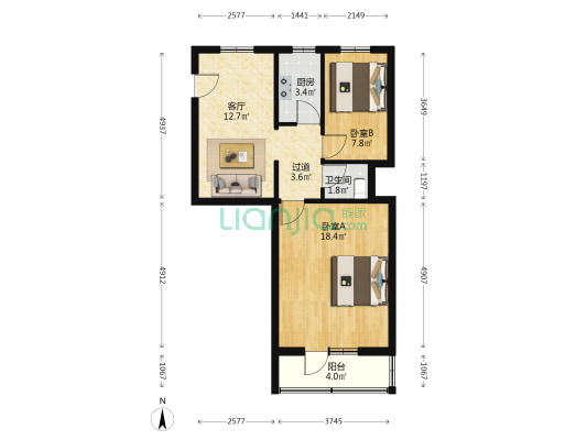 学院南路6号 2室1厅1卫 69平方