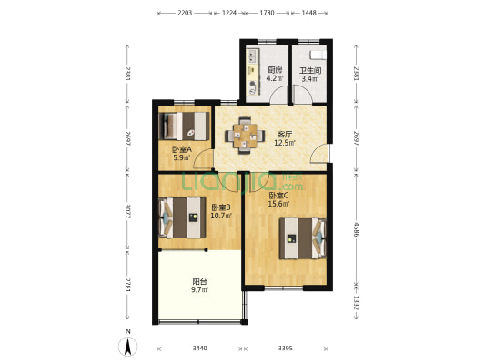 蠙东新村 3室1厅1卫 74平方