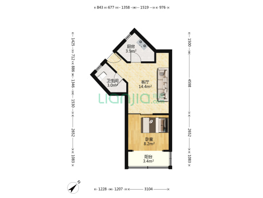 凤庆小区 1室1厅1卫 42平方