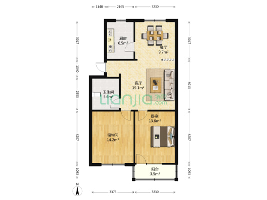蚕种场新村 1室2厅1卫 91平方
