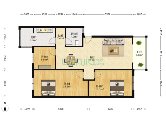 西双苑 3室1厅1卫 118平方