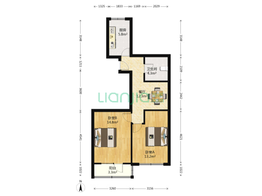 兰州电力修造厂西家属院 2室1厅1卫 58平方
