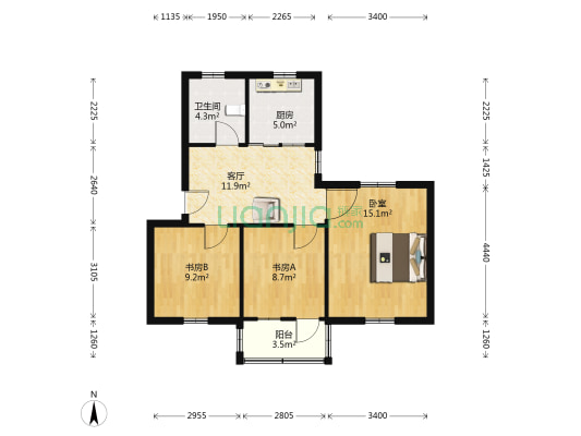 桥北新村二区 3室1厅1卫 67平方