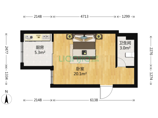欣海大厦 1室0厅1卫 39平方