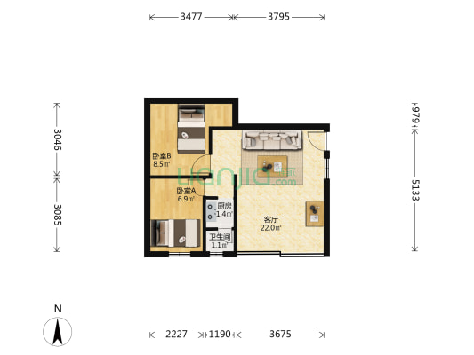 布吉李屋村 2室1厅1卫 51平方