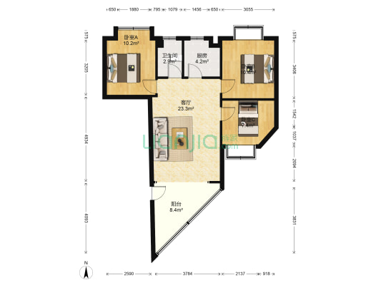 龙腾華府 3室1厅1卫 109平方