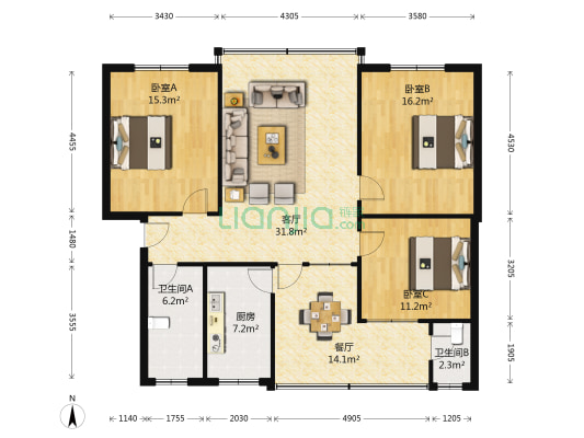 桂湖东路112号 3室2厅2卫 105平方
