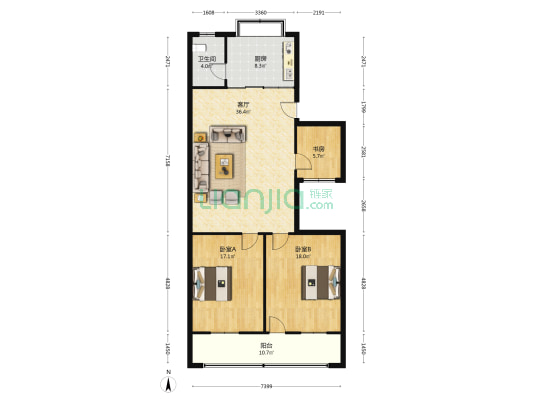 西街小区 3室1厅1卫 126平方