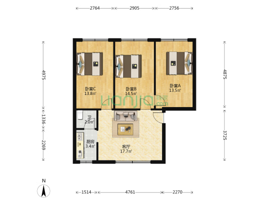 星沙一区 3室1厅1卫 318平方