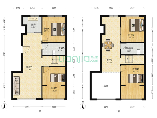 双子雅苑 4室2厅2卫 93平方