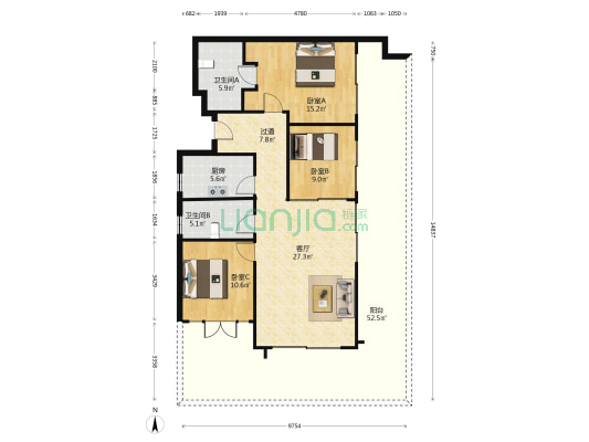 华润小径湾四期 3室1厅2卫 165平方