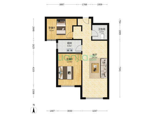 全南户型，采光好，户型好，视野好前面没有遮挡-户型图