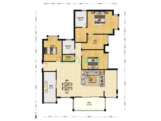 滨江奥城观澜苑 4室1厅2卫 140平方
