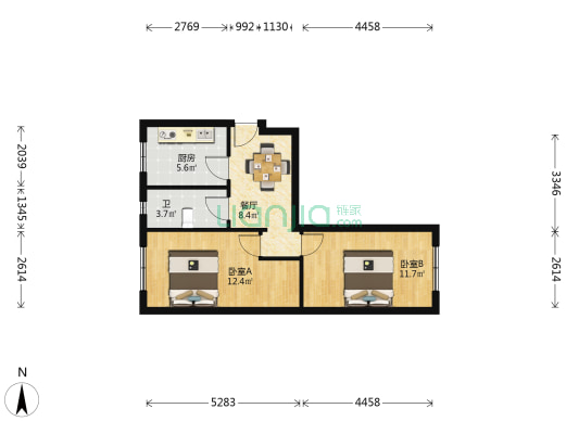 秦安路小学家属院 2室1厅1卫 56平方