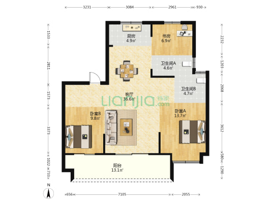 沁学园 3室1厅2卫 114平方