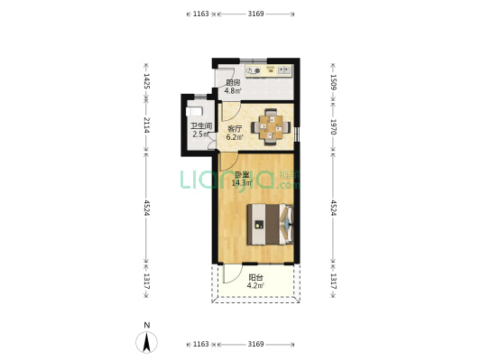 民园小区(东片) 1室1厅1卫 41平方
