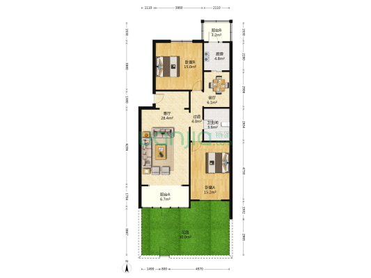 天通苑东二区 2室2厅1卫 112平方
