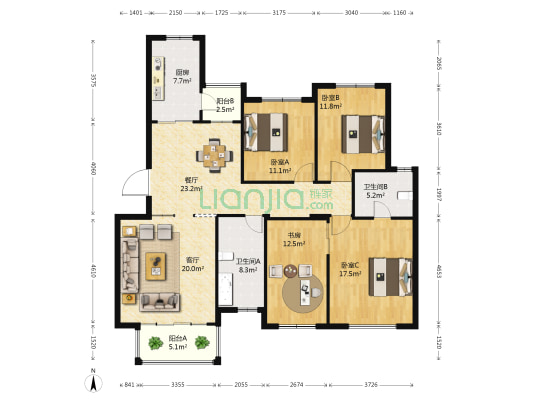 香格里居 4室2厅2卫 144平方