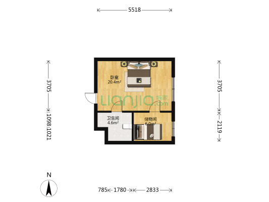 金海大厦 1室0厅1卫 57平方