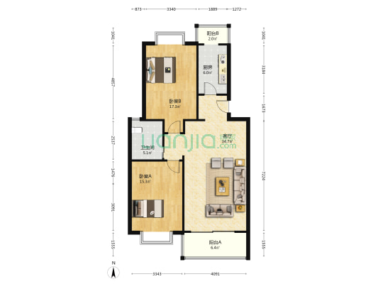 新旺朝公寓 2室1厅1卫 99平方