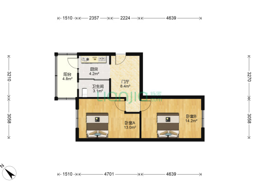 木兰小区 2室0厅1卫 60平方