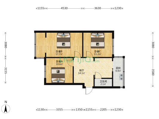 石佛寺街98号 3室1厅1卫 70平方