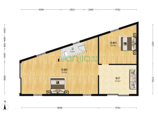 瓦窑头一大街二巷 2室1厅1卫 101平方