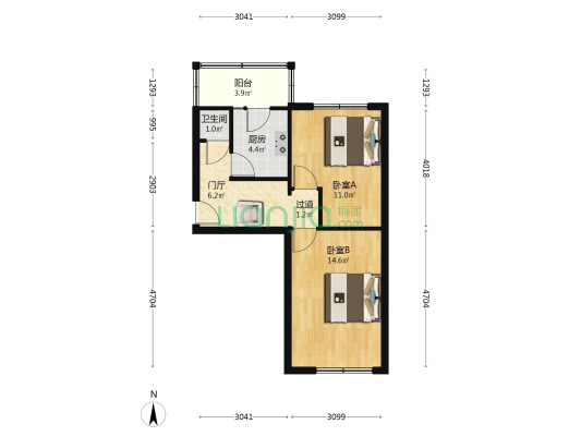 铁路小区 2室0厅1卫 47平方