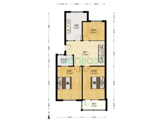 交通局小区 3室1厅1卫 86平方