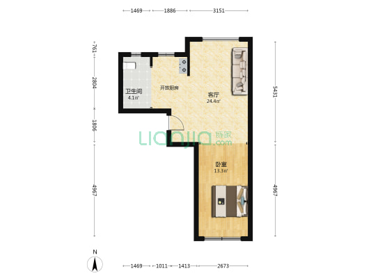 远洋广场 1室1厅1卫 67平方