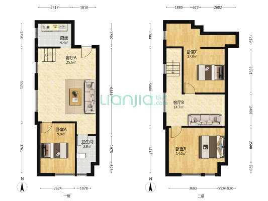 华润大厦 3室2厅1卫 64平方