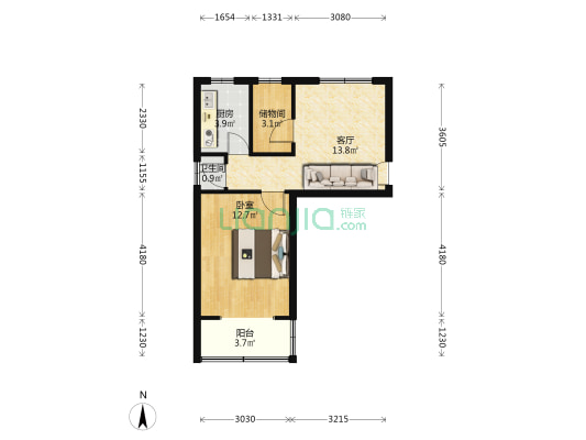 桃园户口，70年大产权，单位房，税费低，集中供暖。-户型图