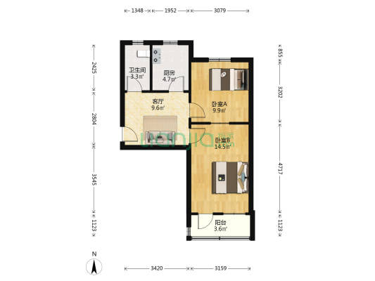 新兴街4号 2室1厅1卫 55平方