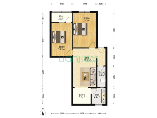 华油路51号 2室1厅1卫 82平方