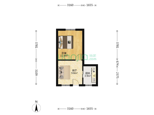 西园新村一园巷 1室1厅0卫 35平方
