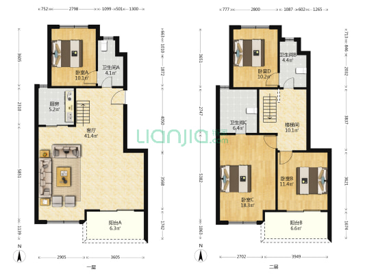 华侨城碧桂园莫奈的湖 4室1厅3卫 155平方