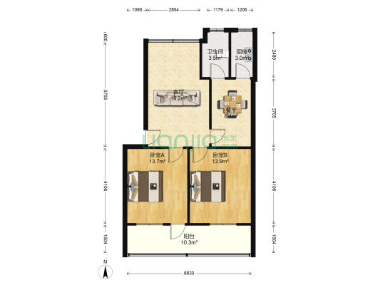 市工矿贸易公司 2室2厅1卫 66平方