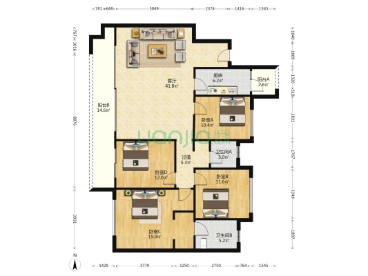 荣盛滨江华府紫麟府 4室1厅2卫 143平方