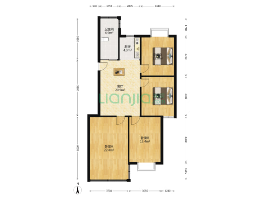 景泰南苑二期 4室1厅1卫 112平方