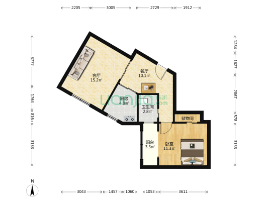 新北大楼 1室2厅1卫 66平方