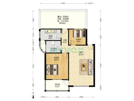 金城西苑 2室1厅1卫 82平方